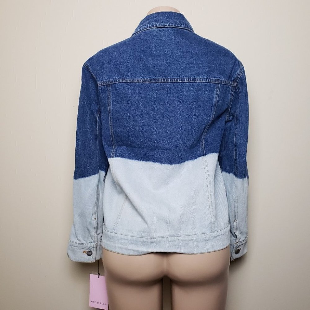 ANTHROPOLOGIE Evanna Dip-Dyed Trucker Blue Denim Button Jacket - Picture 6 of 11